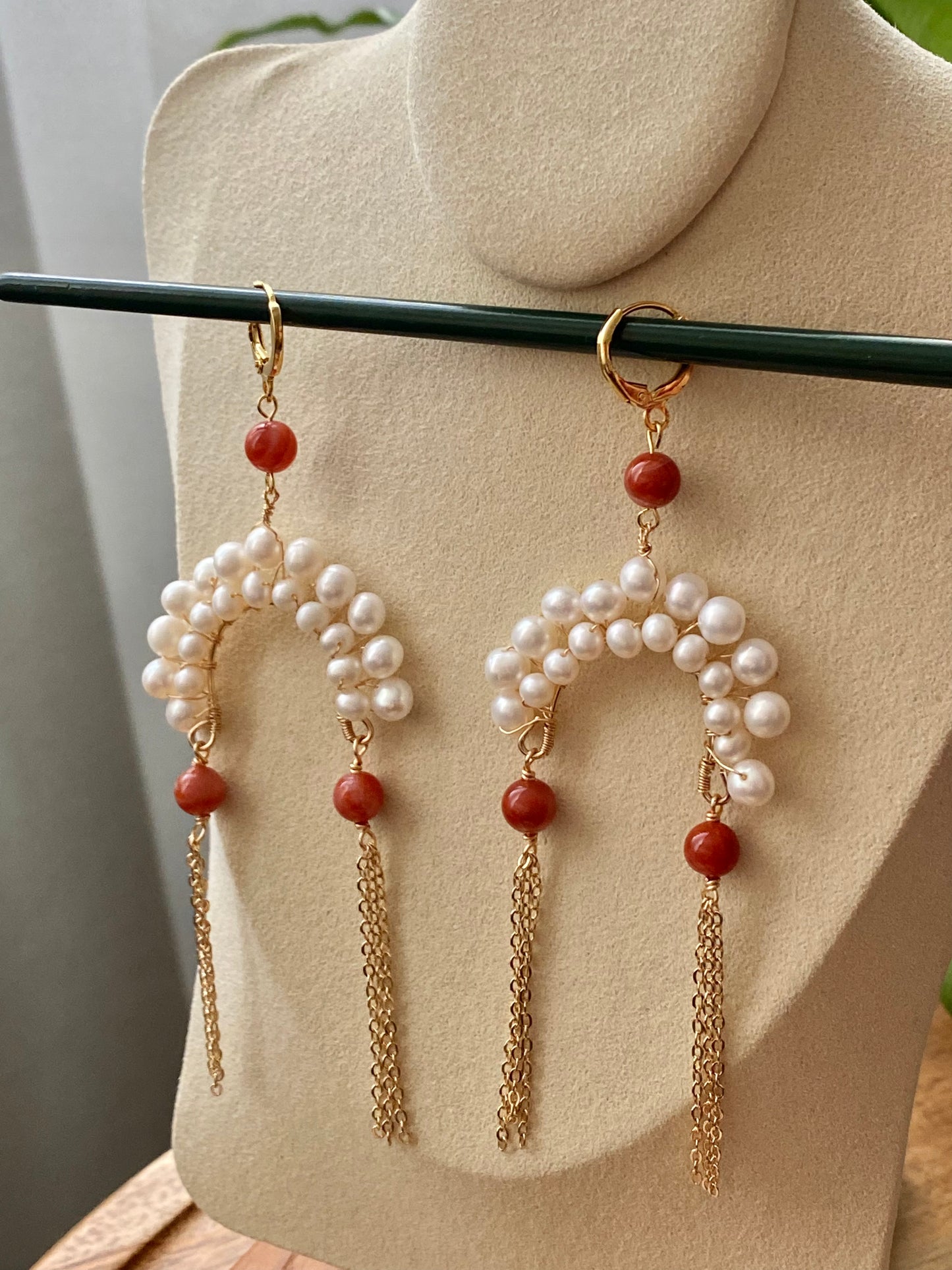 Natural Freshwater pearls Traditional chinese Opera Daomadan Head shape dangle drop earring,handmade earring, gift for her