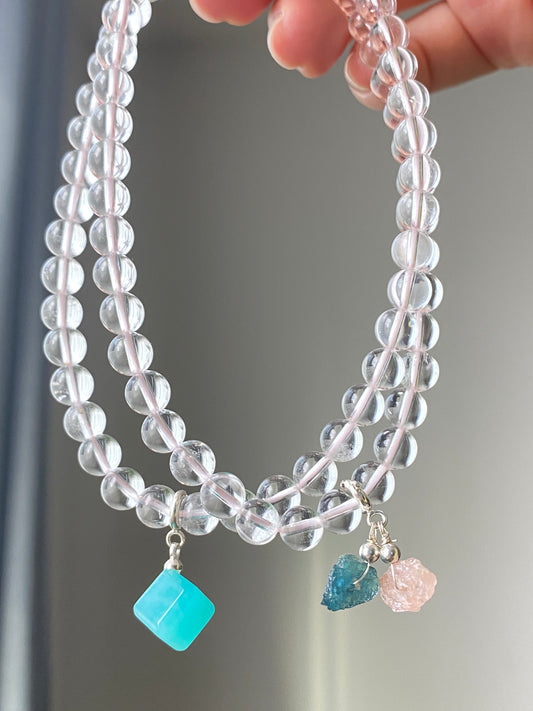 3 pieces Natural watermelon Tourmaline，Cube Amazonite,Donut Ring Purple Lithium,Kunzite Removable Charm Dangle Pendant