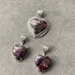 Natural High Rare Grade Purple Pink Sugilite Heart Shape  Mid-century Sterling Silver Pendant
