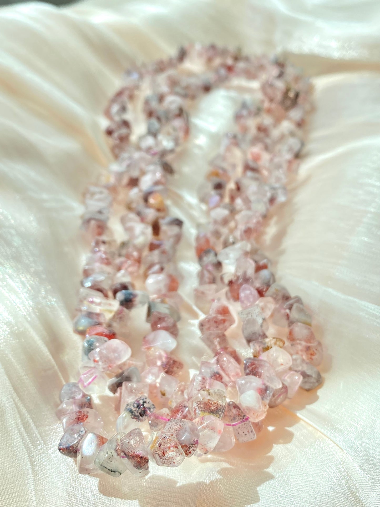 AAAA Nautral irregular Super Seven crystal long bead necklace / bracelet crystal stone 9mm 10mm