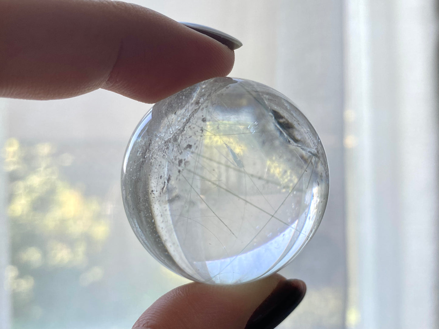 Natural Rainbow in Quartz White Rock Crystal Ball, Crystal point,  White Azeztulite Quartz  Mineral Specimen,Divination sphere Ball