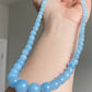 Natural Aquamarine Ocean Blue sky blue gradient Mixed size Bead Healing Crystal Necklace 5-13MM,gift for her