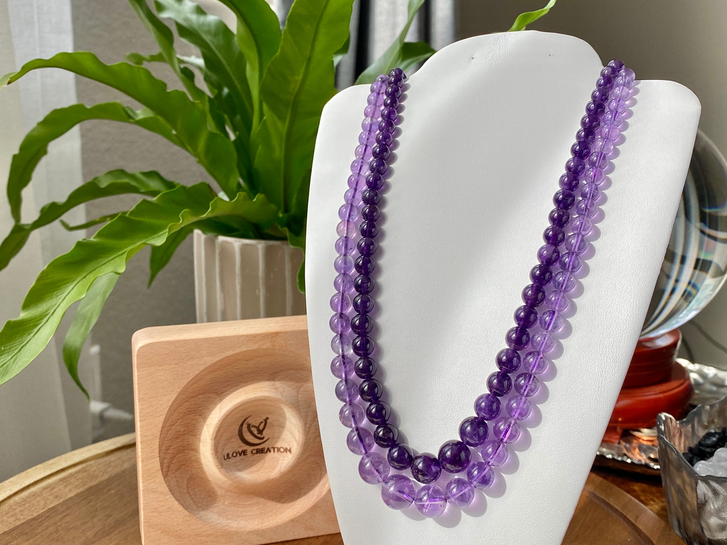 Natural Deep purple ,Light purple Amethyst smoothie round carefully hand pick design Necklace