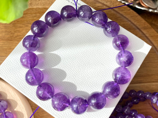 AAAA High Quality Natural Amethyst Brazil round bead bracelet,Deep purple  7mm 8mm 9mm 11mm 13mm