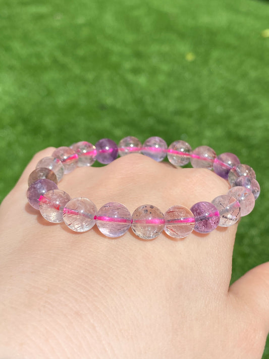 wholesale price 7mm/8mm/9mm High Grade Super Seven Super 7 round Bead Energy Healing Bracelet,gift for her,gift for him