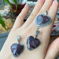 Natural High Rare Grade Purple Pink Sugilite Heart Shape  Mid-century Sterling Silver Pendant
