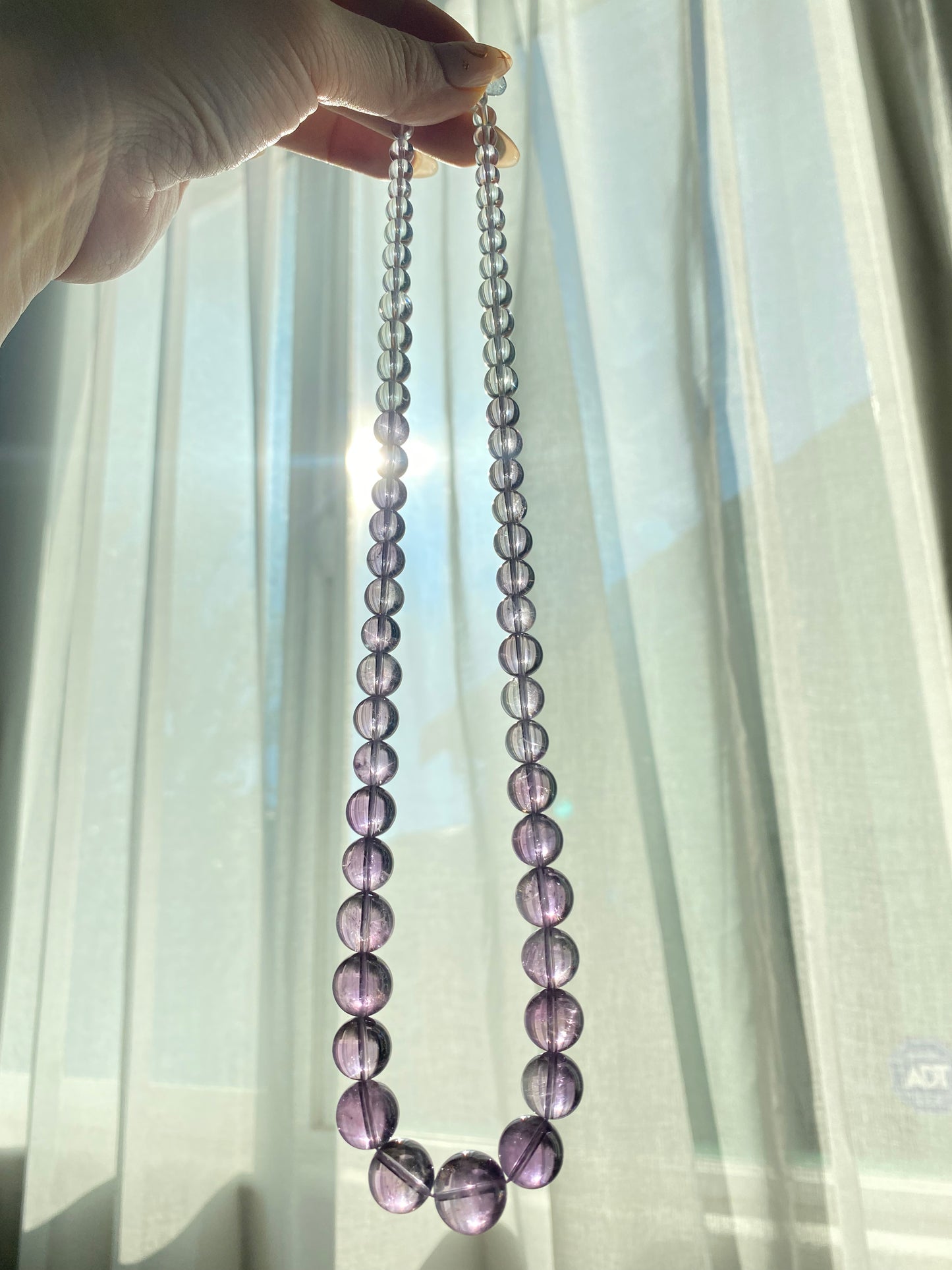 Rare High Clear Natural Lavender Milky Amethyst gradient Change color mix size Bead Necklace 6-14MM