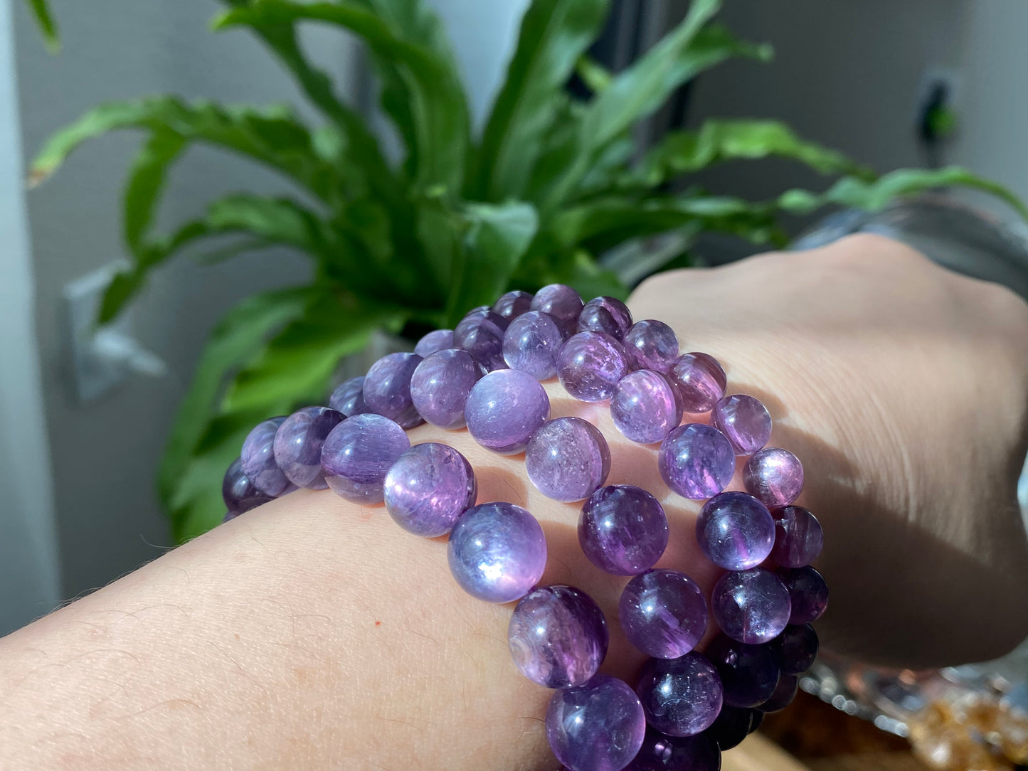 AAAAA grade cat eyes luxury purple Lepidolite,woman bracelet, nature smoothy round gemstone bead bracelet