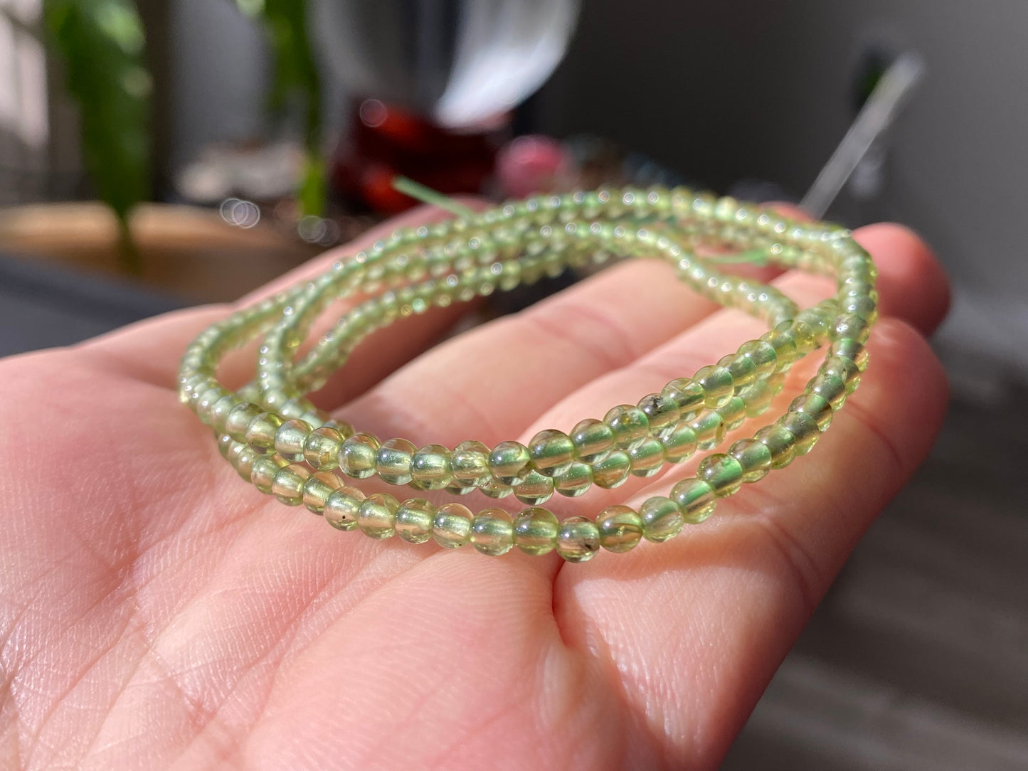 Natural Faceted super High Grade Moonstone,Prehnite Triple Wrap Bracelet,Long Choker Necklace 3mm