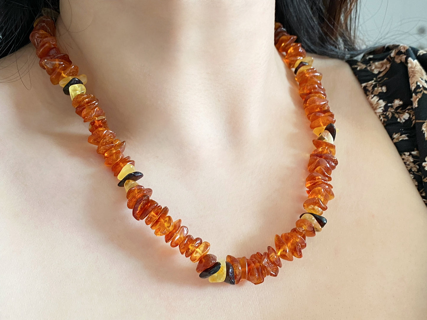 Made Friend Price Natural Genuine Baltic Amber Big Nuggets chips Mixed Color  Irregular Bead Necklace