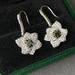 Gorgeous  Flower Floral Drop Dangle Dark Green Moissanite Sterling silver earring 0.5CT