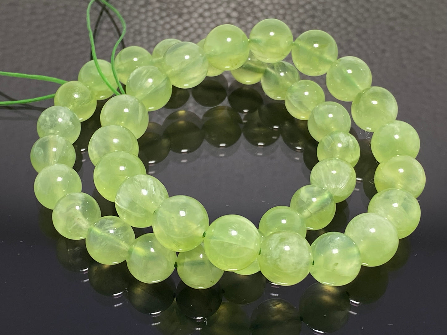 Top grade clear grape crystal Prehnite 7mm 9mm+ 10mm+ bead bracelet smooth round