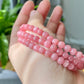 Top High Grade Ice Rhodochrosite,Less white more clear Rainbow cat eye fire smooth round Bracelet