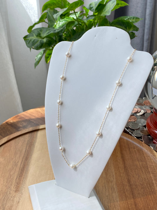 multiple way to wear natural fresh water pearls bead necklace Gypsophila necklack 14k gold filled