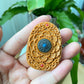 Green Verawood hand Sculpture Carving Dumu Tara car hanger Necklace pendant with turquoise rotate  Sanskrit