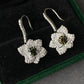 Gorgeous  Flower Floral Drop Dangle Dark Green Moissanite Sterling silver earring 0.5CT
