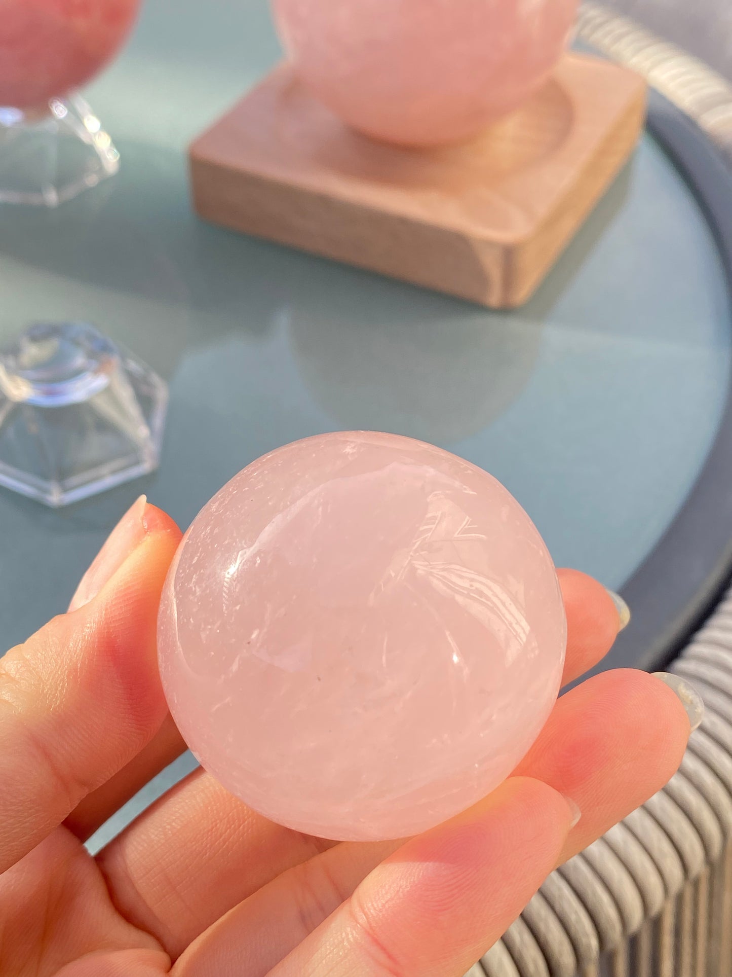 Hight grade 76MM Natural Rose quartz Sphere，Quartz Crystal Ball,Crystal Healing Divination ball,Led light stander