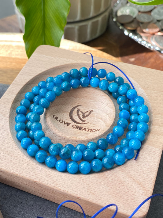 AAA Grade Natural Blue Apatite Round  Crystal  Yoga Jewelry ,Boho Jewelry Bracelet 6mm 7mm 8mm 9mm