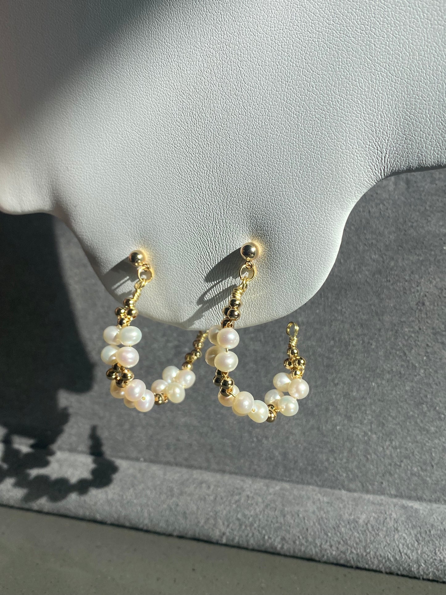 Natural Fresh water Pearls 14k gold filled wire pearl hoop princess earrings