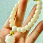 Natural white Bodhi root polished square round bead bracelet,prayer mala Yoga Meditation Balancing with Lotus Sculp