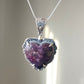 Natural High Rare Grade Purple Pink Sugilite Heart Shape  Mid-century Sterling Silver Pendant