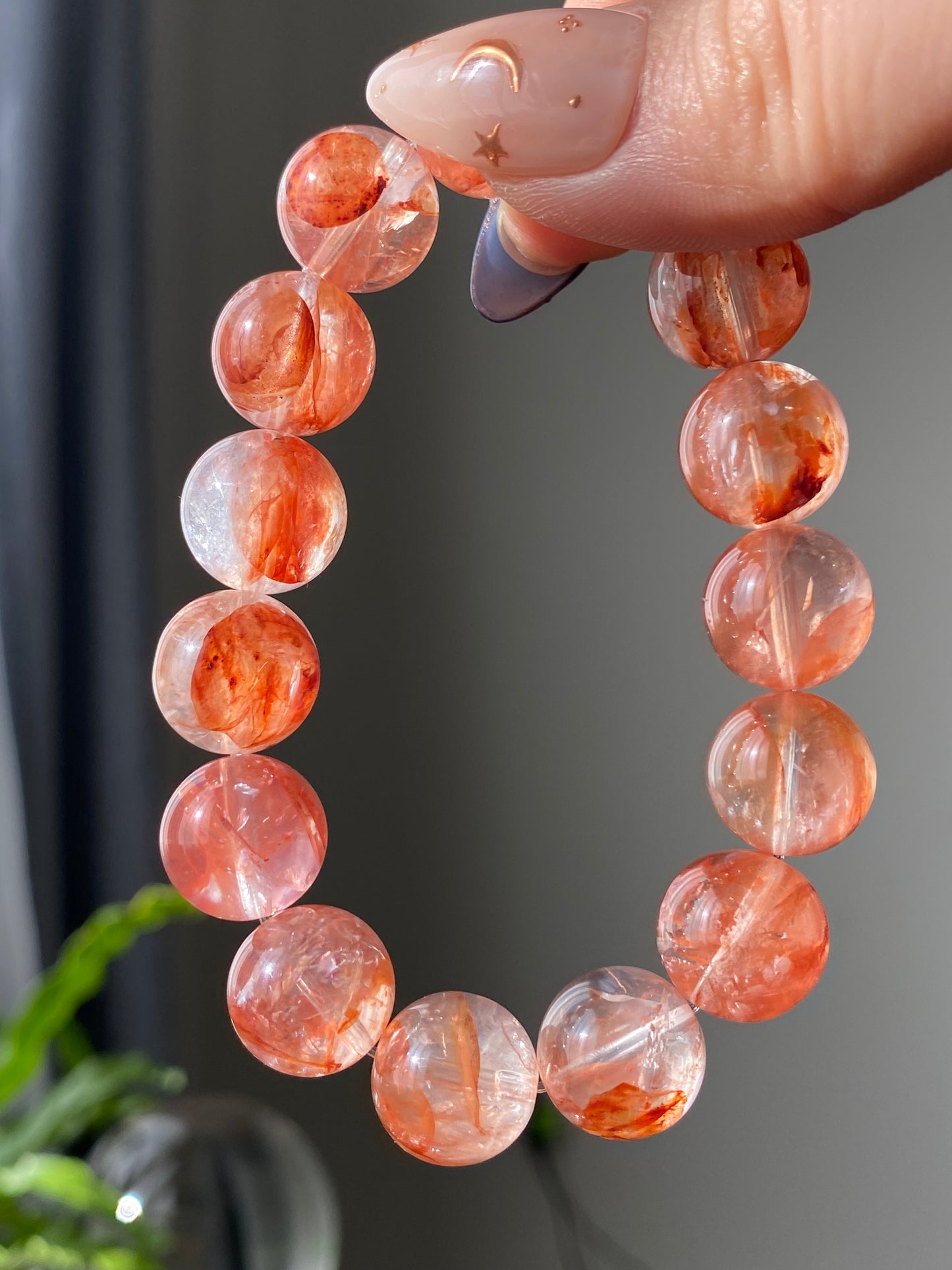 Natural High Clear Grade Super Gorgeous Koi Carp Fire Quartz,Hematoid Quartz Rainbow Flash Bracelet 13mm