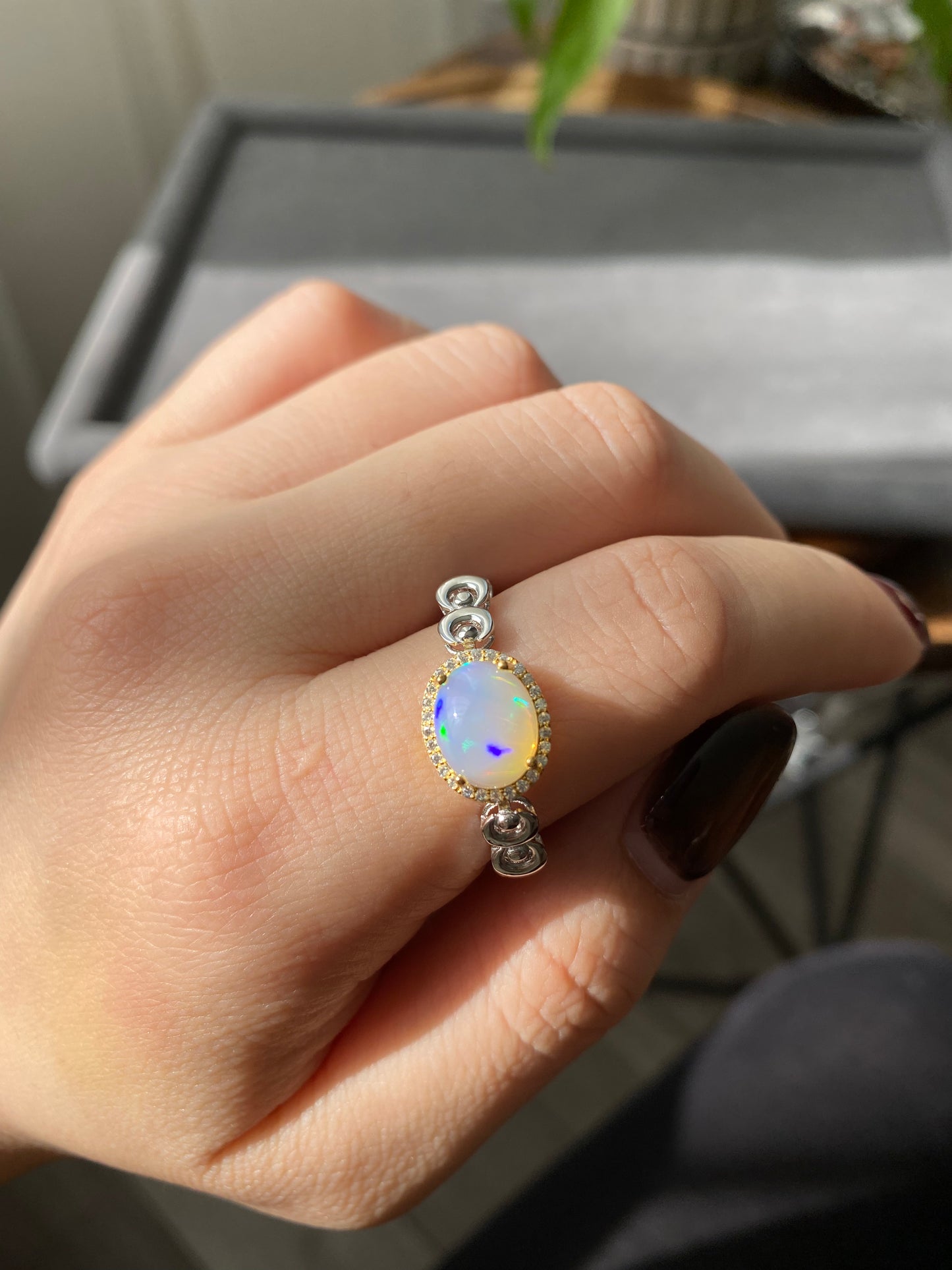 Super shinning Natural Shinning Green Blue fire Opal Oval Shape Moon and Sun Sterling silver bracelet, gift for her,anniversary gift