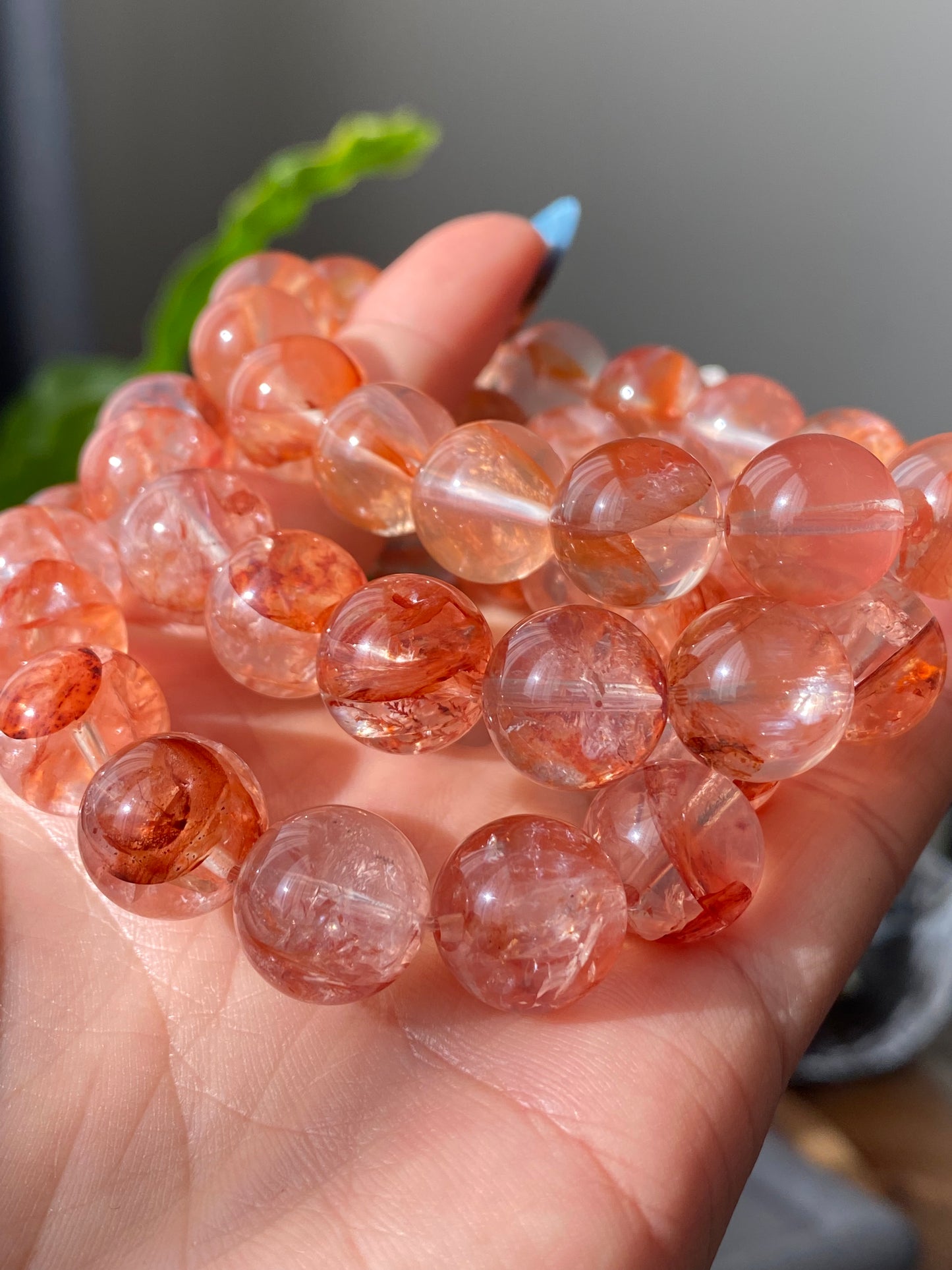 Natural High Clear Grade Super Gorgeous Koi Carp Fire Quartz,Hematoid Quartz Rainbow Flash Bracelet 13mm