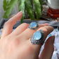Natural Aquamarine Vintage style Oval shape Mid-century modern Adjustable Ring,Valentine's Day Gift,anniversary