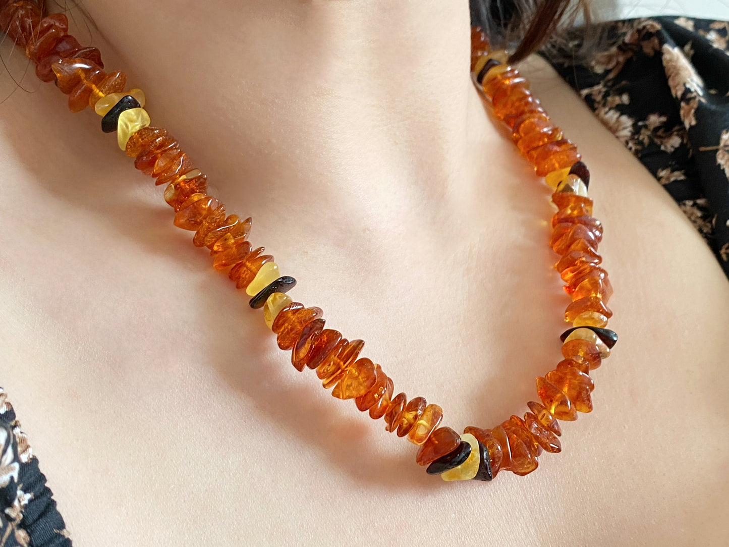 Made Friend Price Natural Genuine Baltic Amber Big Nuggets chips Mixed Color  Irregular Bead Necklace