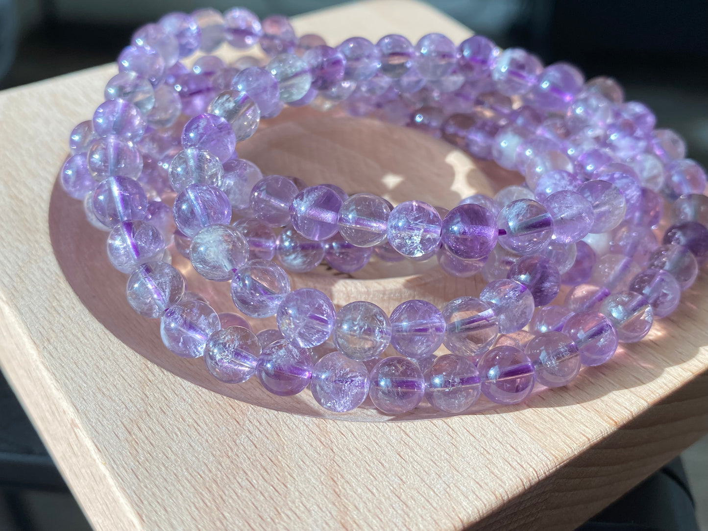 AAAA Grade Natural Purple Quartz Rutilated Rainbow shinning Round bead Bracelet Necklace 6mm