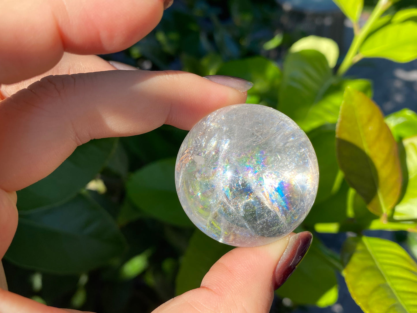 Natural Rainbow in Quartz White Rock Crystal Ball, Crystal point,  White Azeztulite Quartz  Mineral Specimen,Divination sphere Ball