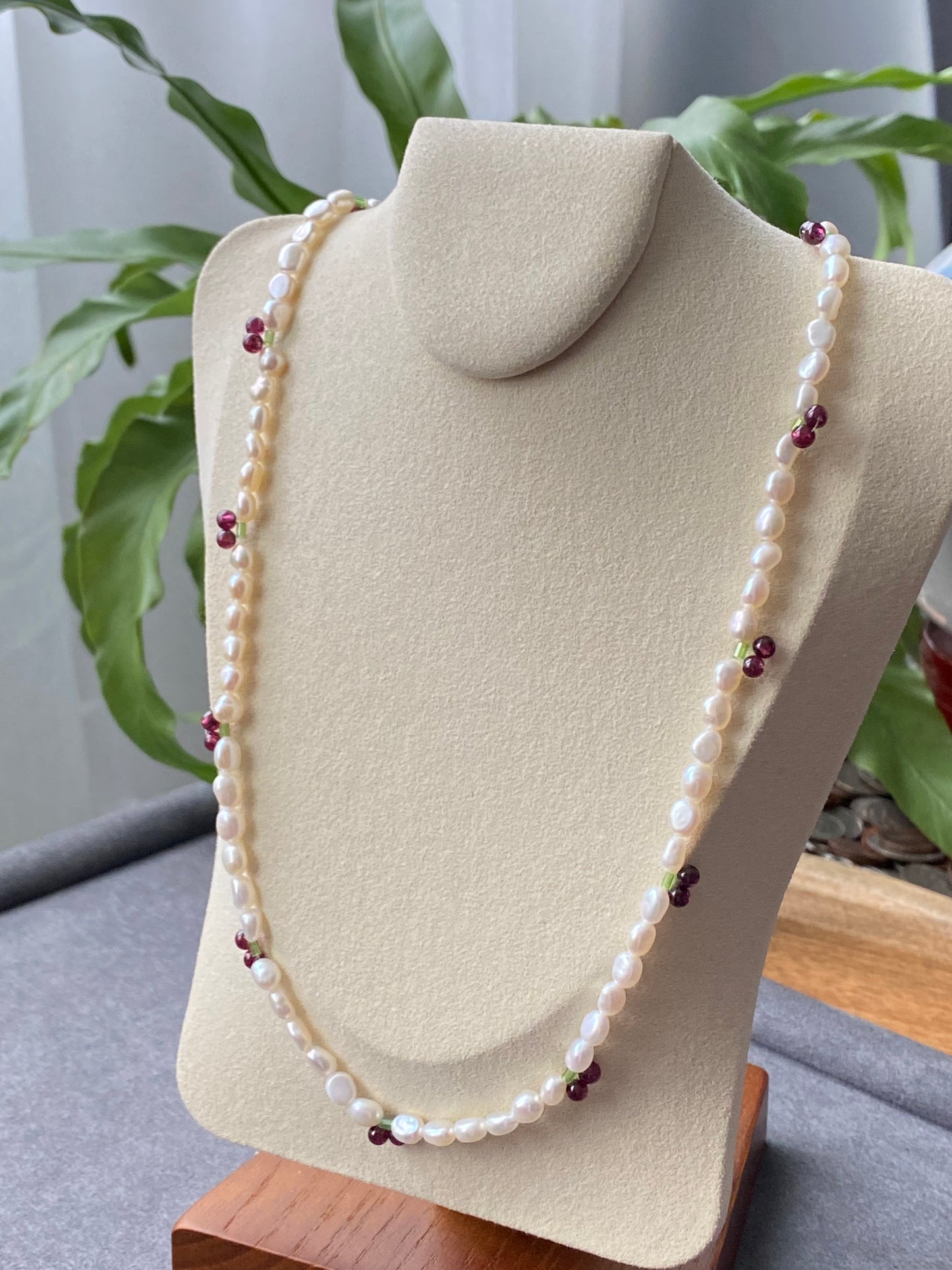 Natural Freshwater Baroque Pearls garnet cherry Multiple Handmade Necklace, double wrap handmade bracelet, gift for her