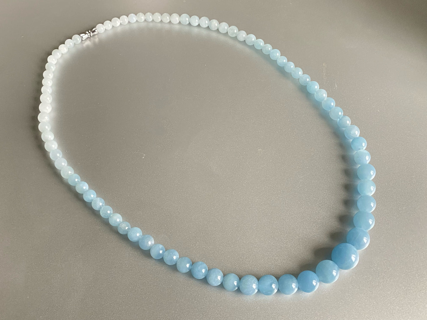 Natural Aquamarine Ocean Blue sky blue gradient Mixed size Bead Healing Crystal Necklace 5-13MM,gift for her