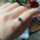 Natural Black Spinel Genuine Gemstone Rectangle Chrome Hearts Style Adjustable Ring