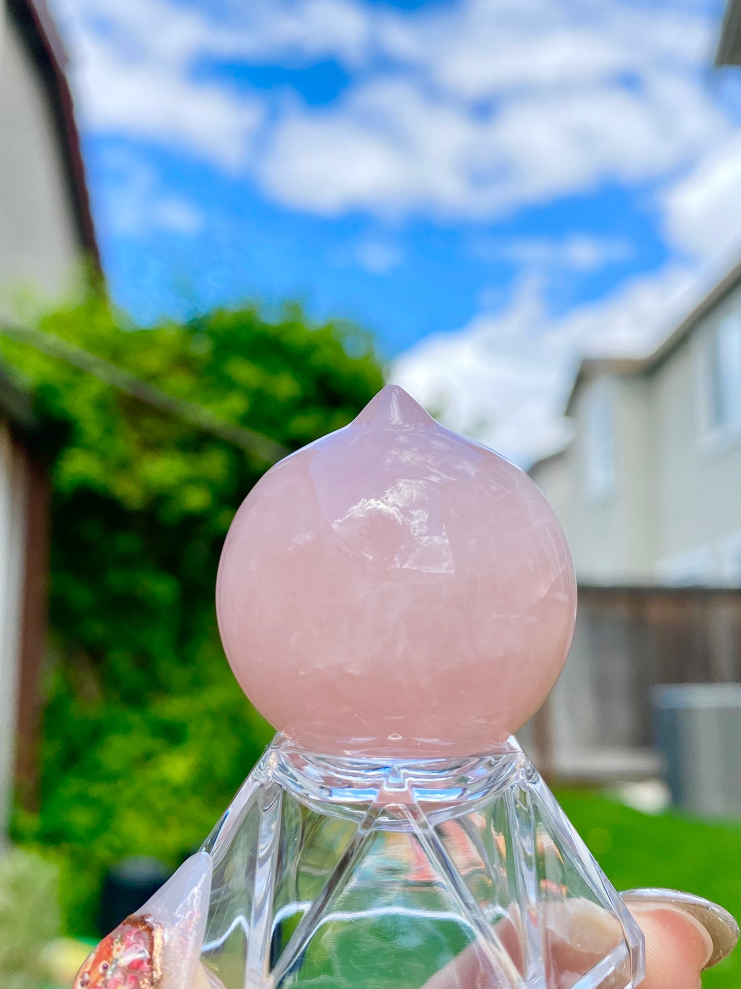 Hight grade 76MM Natural Rose quartz Sphere，Quartz Crystal Ball,Crystal Healing Divination ball,Led light stander