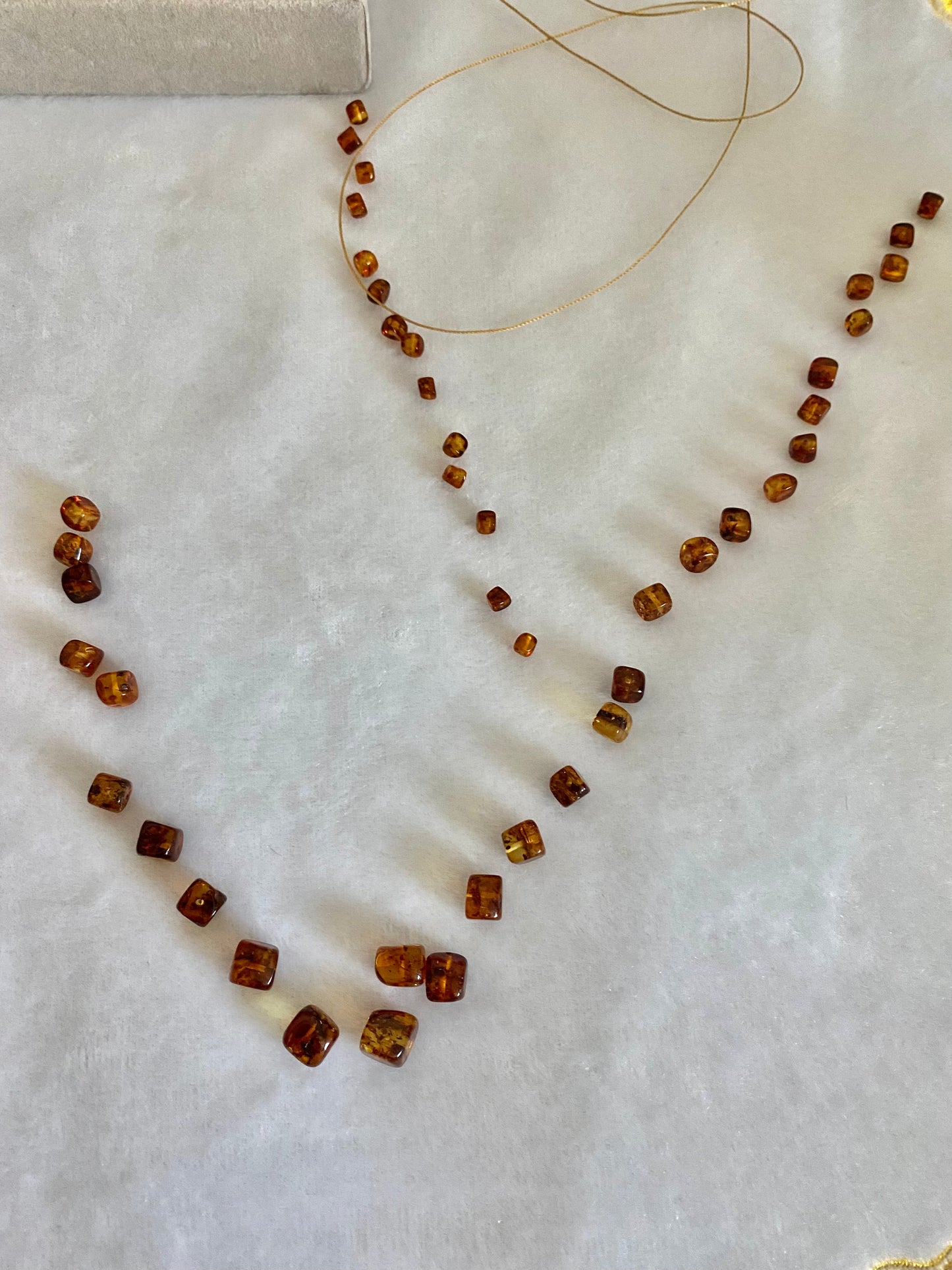 Natural Genuine Baltic Amber square  Bead Necklace mixed size,gift for her ,gift for mother