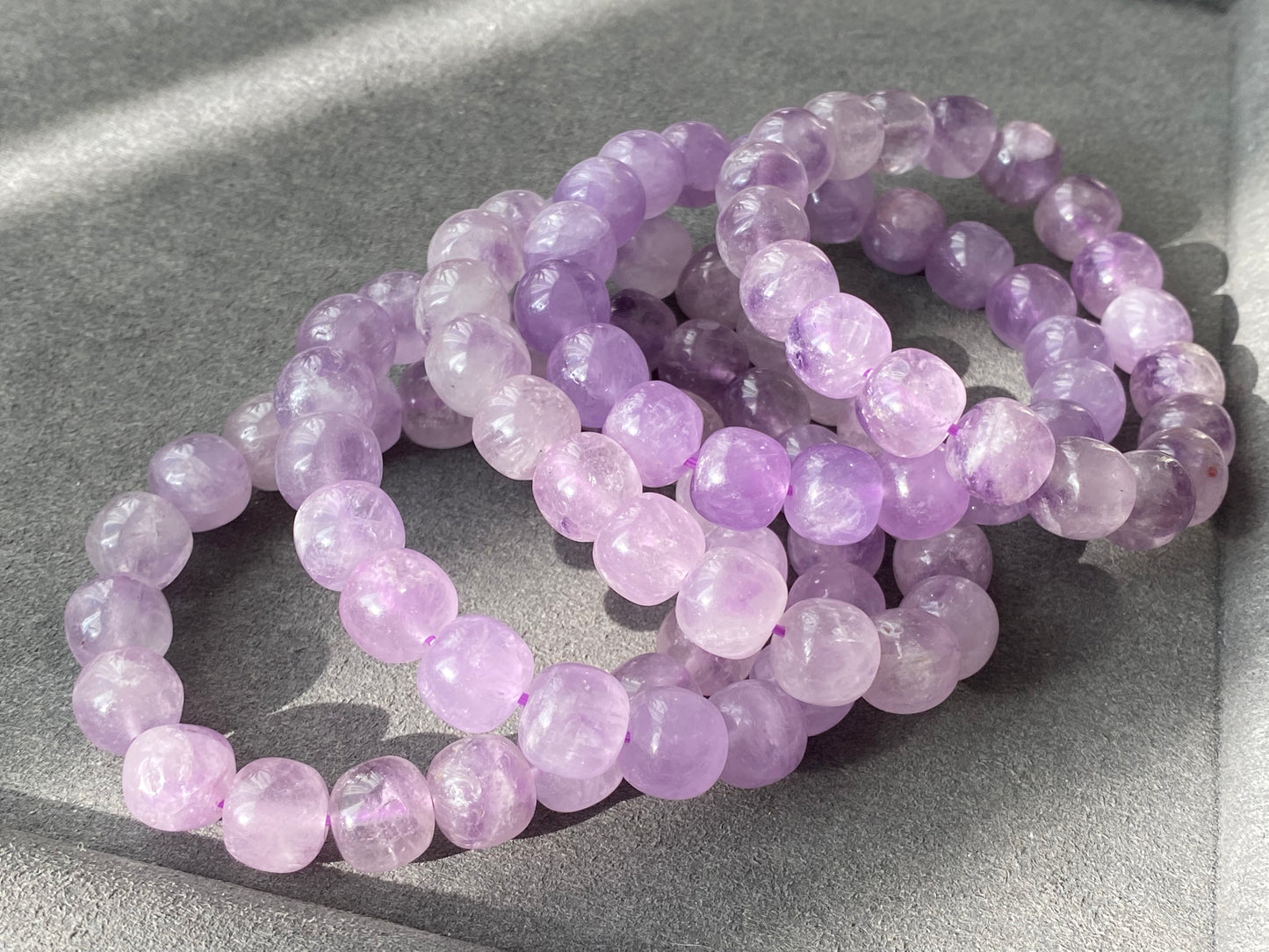 Natural Amethyst Light Purple ,Violet,Lavender,Purplevine,Trendy Purple tone short barrel Bracelet