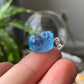 Hand carve Dark Blue Aquamarine with nice polished Pixiu brave troops Sterling silver necklace Pendant