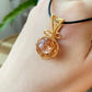 Natural Raw Black Gold Super Seven Princess 14k gold wire pendant necklace 14mm to 16MM