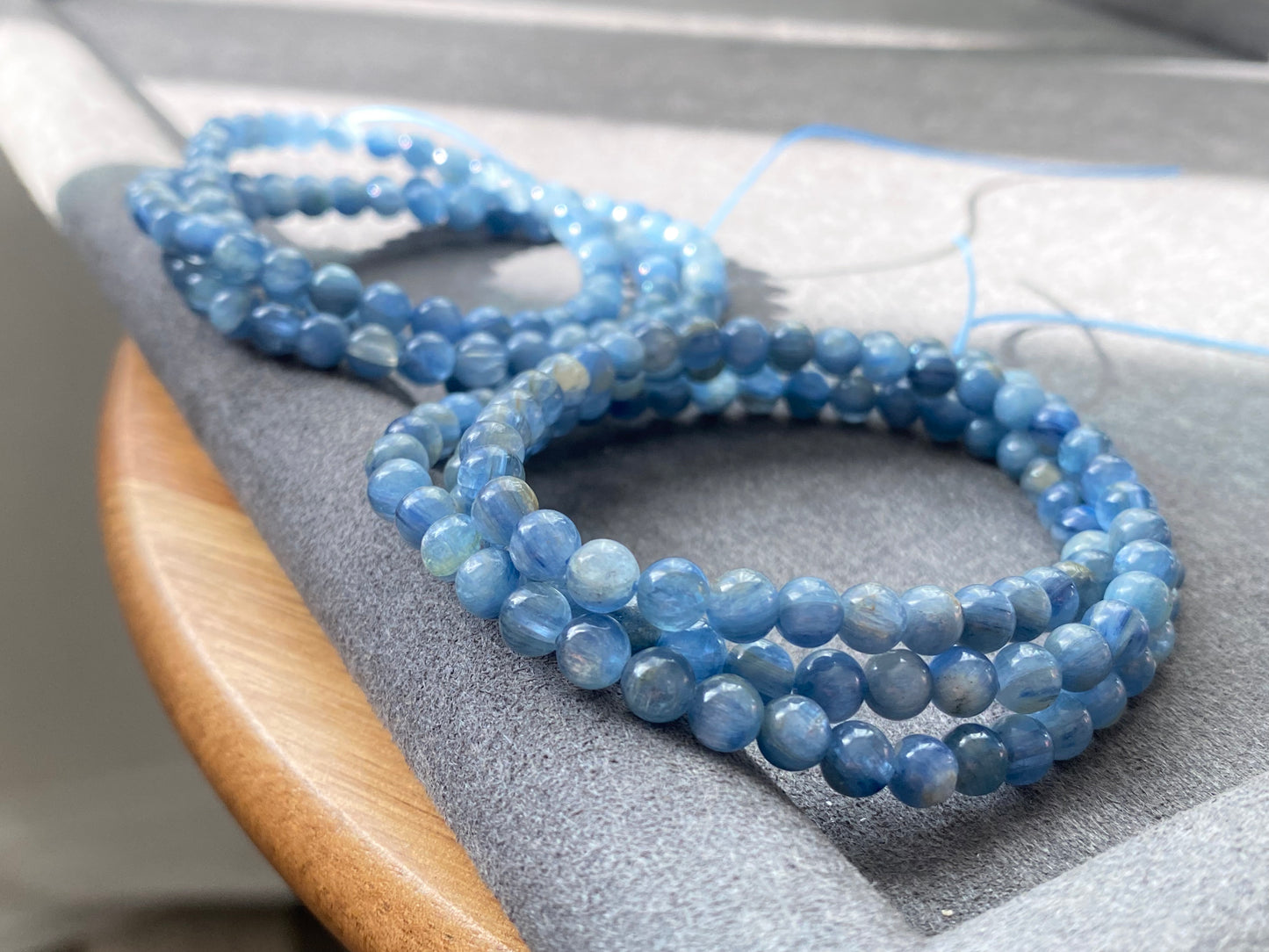 AAAAA Grade Natural blue Kyanite outer space bead bracelet, gift for her, gift for him 5mm,5mm+