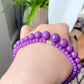 Rare High Grade Natural  Royal Purple Phosphosiderite Purple Mica Polished Smoothie Round Bead Necklace