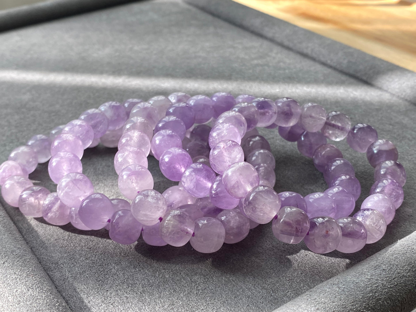 Natural Amethyst Light Purple ,Violet,Lavender,Purplevine,Trendy Purple tone short barrel Bracelet