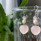 Natural AAA high quality Rose quartz cuty puffy heart shape drop dangle earring,Handmade Earring,Made in California