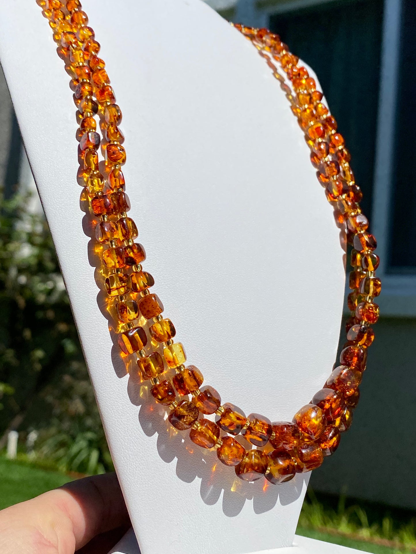 Natural Genuine Baltic Amber square  Bead Necklace mixed size,gift for her ,gift for mother