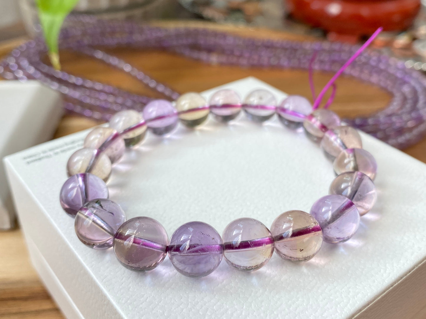 Top Grade Clear Natural Yellow Purple Ametrine Smooth round Polished bead bracelet,gift for her, gift for Mom 6mm 9mm 10mm 12mm