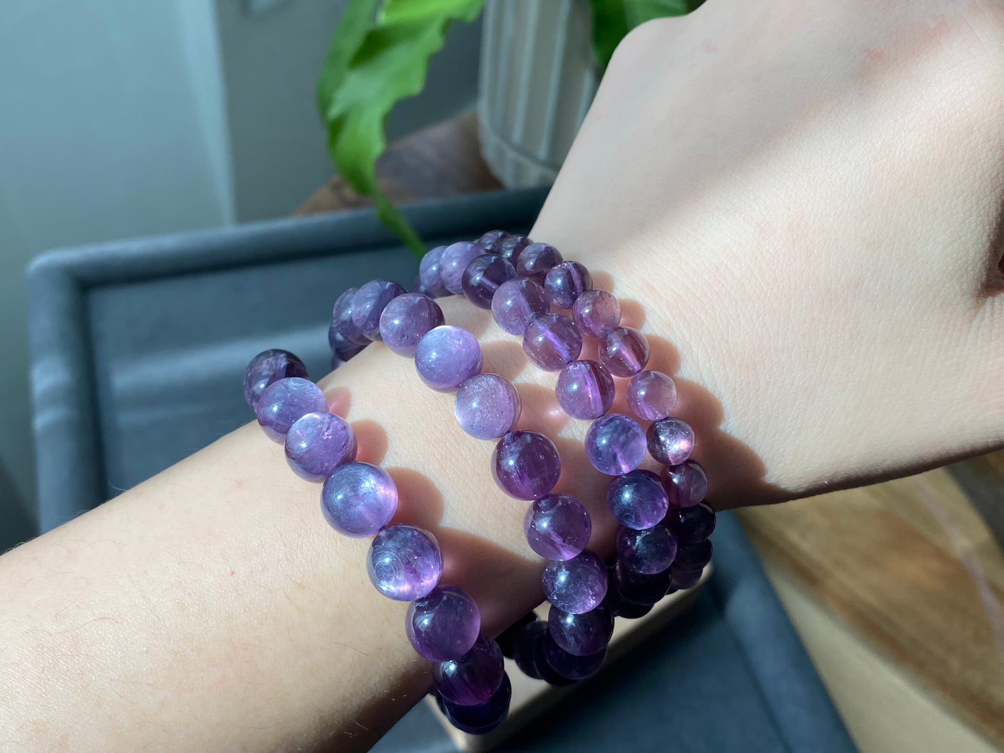 AAAAA grade cat eyes luxury purple Lepidolite,woman bracelet, nature smoothy round gemstone bead bracelet