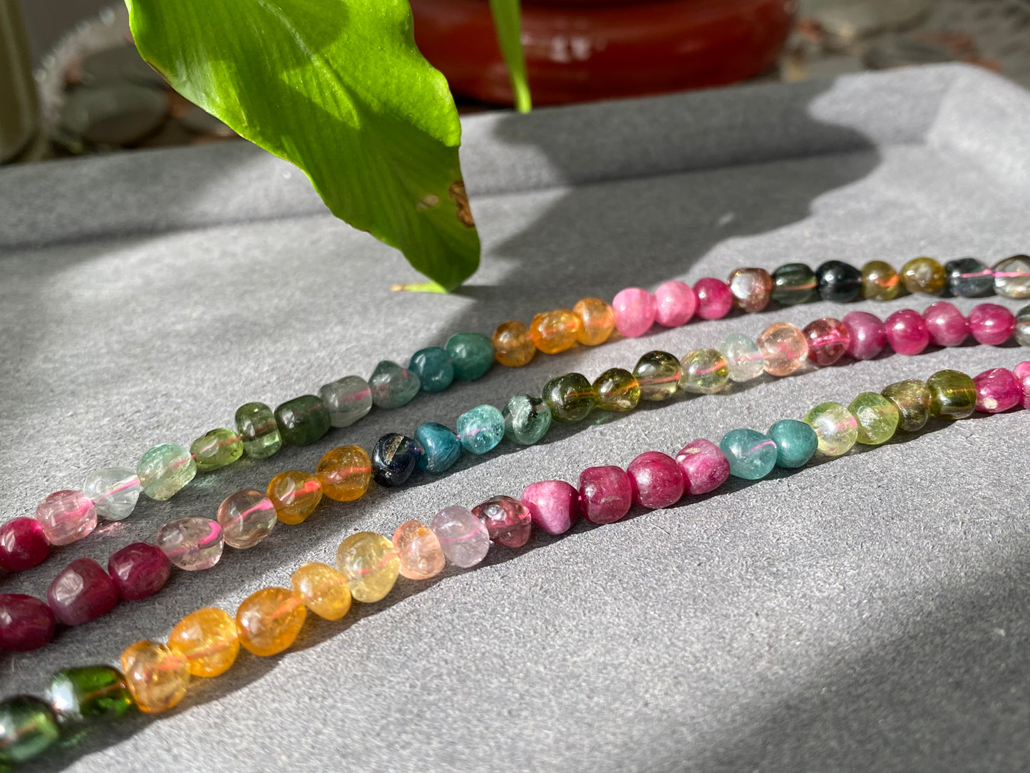 Rare Find High Grade  color standard irregular nuggets watermelon Rainbow Tourmaline Bead Bracelet 6mm,sterling silver,gift for herm