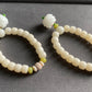 Natural white Bodhi root polished square round bead bracelet,prayer mala Yoga Meditation Balancing with Lotus Sculp