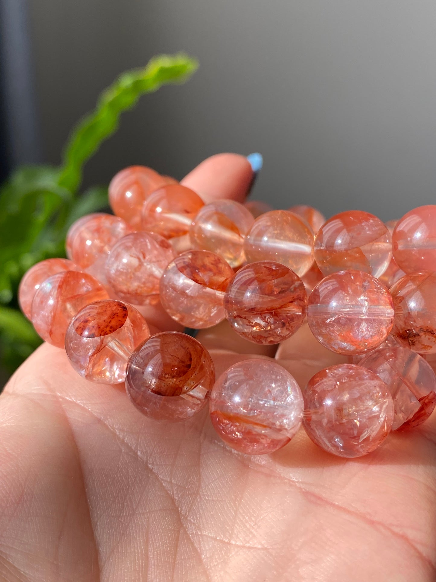 Natural High Clear Grade Super Gorgeous Koi Carp Fire Quartz,Hematoid Quartz Rainbow Flash Bracelet 13mm